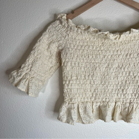 American Eagle Babydoll Crop Top Cream Medium - Picture 2 of 5